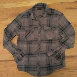 Grey flannel plaid shirt